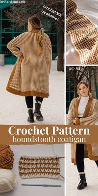 The term “coatigan” is a hybrid between a coat and a cardigan, named as such because when you working the back and front panels, the non-working color is carried across each row, creating a warm, dense fabric.