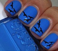 I'd probably do this on gradient-blue nails, and maybe with white for seagulls.