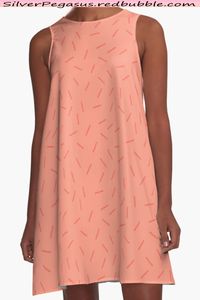 Shop for Memphis Sweet - Orange A-Line Dress by © SilverPegasus / Add some fun retro flair to your outfit with this cute sleeveless dress, featuring a minimal 80s style Memphis design with small sprinkle lines in orange, on a pastel peach background. This dress is made from a woven dress fabric with a silky feel and has a loose and flowing fit. Whether you're heading to a party, a brunch or a casual day out, this dress will make you look fashionable and stylish. You can pair it with a jacket and sneakers for a sporty look, or with some metallic heels or flats and a clutch for a night out. This adorable A-line dress is available in a wide variety of sizes to suit and flatter your figure. Visit our shop to discover this cute 80s sprinkles design in additional colors! Order yours today!