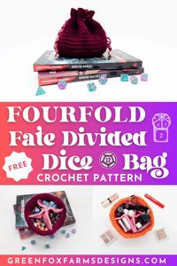 Free Fourfold Fate Divided Dice Bag Pattern: Multi-4-pocket Design! • Green Fox Farms Designs