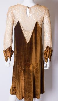 Vintage 1920s Silk Velvet and Lace Dress