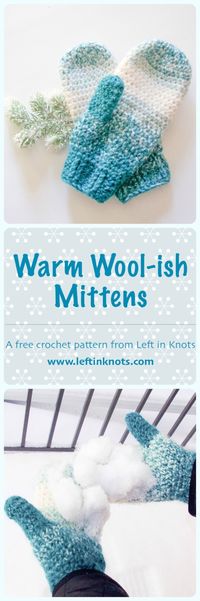 This FREE and easy crochet pattern uses Lion Brand Scarfie yarn to make warm, beautiful, and stylish mittens best for the coldest winter days! This project makes takes less than 1/2 of a skein of yarn-so make a pair for you and a pair to gift!