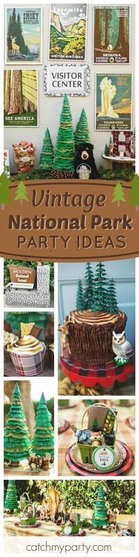 Check out this absolutely amazing Vintage National Park birthday party! The decorations are fantastic!! See more party ideas and share yours at CatchMyParty.com