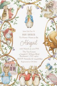 Classic Peter Rabbit Baby Shower Invitations