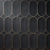 Calypso 3D Carved Nero Brass Inlay 8x16 Marble Tile | Tilebar.com