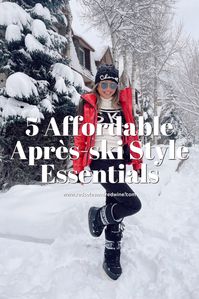 Affordable Après-ski Style essentials that are alternatives to high-end ski fashion! Perfect Moment Sweaters, Moon Boots, SAM Puffer Jackets