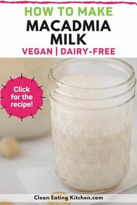 This Homemade Vanilla Macadamia Nut Milk is such a delicious and easy dairy-free option. This vegan and paleo recipe can be used in place of dairy milk.