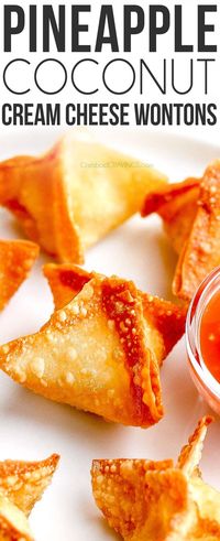 Cream Cheese Wontons with PINEAPPLE & COCONUT! (Baked or Fried)