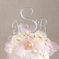 Silver Initials Cake Topper  | Monogram Silver Cake Topper