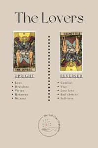 Explore the upright and reversed meanings of the Lovers card within the Tarot. To read the full Lovers card meanings and breakdown, sign up for FREE to get access to The Tarot Vault.