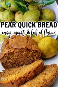 This easy pear bread recipe is so delicious! It's the perfect way to use up old pears! You can also freeze this quick bread for up to 6 months. Pear bread, pear quick bread, quick bread recipes, bread recipes, pear recipes, fresh pear bread, pear bread recipes fresh, pear bread recipes easy, spiced pear bread, fresh pear bread, pear quick bread recipes, pear quick bread fresh, pear quick bread easy, spiced pear quick bread, fresh pear recipes, pear recipes healthy