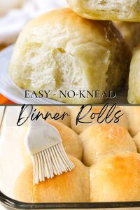 No-Knead Dinner Rolls are the perfect easy homemade bread without all the work! These soft, fluffy rolls are perfect for Thanksgiving or Christmas dinner.