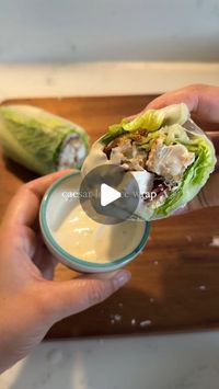 Holly Dingwall on Instagram: "CAESAR LETTUCE WRAP 🥬 It’s national Caesar salad day!! 😋

Today, July 4th is the 100th anniversary of caesar salad so I had to post this wrap and get involved 😂 it was actually sooo good, a must try!! 

INGREDIENTS 
- 1 Breaded chicken breast 
- Romaine lettuce 
- Caesar salad dressing 
- 3 bacon rashers 
- 2 rice paper sheets, dipped in water 
- Handful grated Parmesan 

#recipe #recipeshare #recipeoftheday #recipes #ukfoodie"