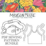 This is a bundle of two PDF sewing patterns. Upon purchase, you will receive an immediate PDF download of both the Swim Along Crossbody fish bag PDF sewing pattern and the Sunshine Halter PDF sewing pattern. To read more about the Sunshine Halter: https://tinyurl.com/bdcm9seh To read more about the Swim Along Crossbody: https://tinyurl.com/3zpk5yfd