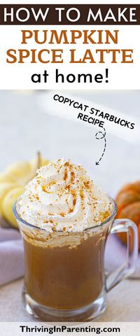 Learn how to make pumpkin spice latte at home with this copycat Starbucks recipe! This Starbucks pumpkin spice latte copycat recipe is perfect for moments when you're craving a warm autumn drink but waiting in line is a hassle. Made with simple ingredients like pumpkin pie spice and puree, milk and coffee, you can enjoy this Starbucks fall drink recipe without the fuss. Easy to whip up, this pumpkin spiced latte recipe is perfect for busy moms looking for a quick and cozy fall drink idea.