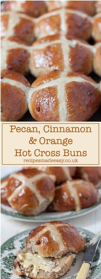 Celebrate Easter with these Pecan, Cinnamon and Orange Hot Cross Buns - A delicious nutty alternative to traditional Hot Cross Buns. via @jacdotbee