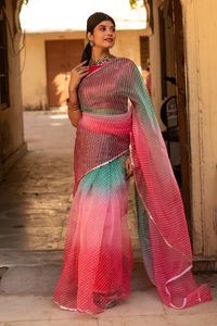 Buy Ruar India Silk Organza Saree With Blouse Online | Aza Fashions