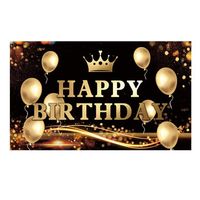 Birthday Photography Background Banner with Gold Balloons Sign Party Decor - 250*180CM