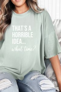 "Bring some humor to your wardrobe with this fun and playful tee! Perfect for those spontaneous moments when bad ideas turn into the best memories. Soft, comfy, and a guaranteed conversation starter. Don’t miss out—get yours today! 😂 #HumorTee #PlayfulFashion #CasualStyle #GraphicTee #FunFashion #ShopNow #Trendsetter#tshirt