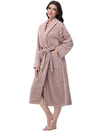 PRICES MAY VARY. Elegant & Comfortable: The gorgeous stripe pattern adds extra elegance to the robe. Its fluffy and ultra-cozy softness provides the utmost comfort all year round. Warm Yet Lightweight: This plush robes maintains the ideal balance between weight and warmth. Enjoy being cuddled up in this soft and calming blanket whenever you're ready to snuggle up. User-Oriented Design: The advanced design makes the bathrobe fit perfectly. The waist belt is easy to adjust, 2 side pockets can keep