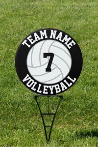 Create your own customized yard signs for volleyball players and teams! Just click to personalize the template, and type in your own volleyball team name and player jersey numbers. You can even change the background color - currently set on black - to your own team colors.