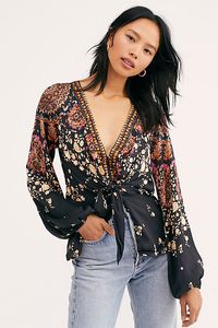 Run Free Blouse by Free People, Black, S