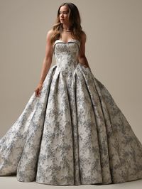 Corset floral jacquard ball gown wedding dress