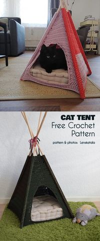 Cat Tent Free Crochet Pattern #freecrochetpatterns