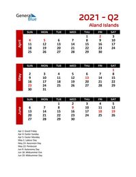 Free quarterly calendar for Aland Islands with holidays. Holiday calendars in PDF, Word, and Excel are printable and easy to customize.