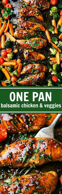 ONE PAN Balsamic Chicken and Veggies | Chelsea's Messy Apron