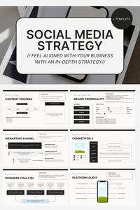 A 46-page extensive guided social media strategy template, created for social media managers and business owners wanting to create their own marketing strategy to grow on social media. Template includes business background, goals and KPIs, competitor analysis, target market research, marketing and content funnel guide, content creation framework, platform audits and recommendations, social media insight analysis, engagement strategy, hashtag and SEO strategy, action plan.📡#Content_Strategy_Template #Engagement_Strategy #Grow_On_Social_Media #Social_Media_Strategy_Template