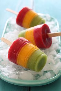 Frozen Mango, Kiwi, Raspberry Pops...very pretty colors