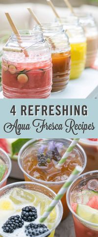 Agua Fresca is a refreshing drink made from fruit, water and sugar. They're great for parties and to sip on warm summer days. The flavor combinations are limitless and we're sharing 4 of our favorite combinations like Watermelon, Cucumber & Lime and Mango Pineapple Agua Fresca recipes. Keep reading for everything you know on how to make Agua fresca. #Summer #Drinks #AguaFresca #Recipe