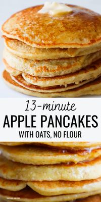 Healthy oatmeal apple pancakes - a quick healthy breakfast idea that you can make in 15 minutes. Everyone will love these delicious flourless gluten-free apple pancakes for breakfast!