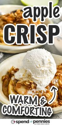  This easy apple crisp is everything you love about dessert—warm, comforting, and so simple to make! Fresh apples are coated in sugar and cinnamon, then topped with a buttery, golden oatmeal crumble made with oats, brown sugar, and pecans. No complicated steps, just pure deliciousness. Don’t forget to add a scoop of vanilla ice cream for the ultimate treat! #spendwithpennies