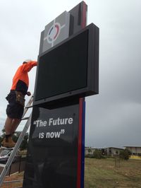 Trio solutions designs, manufactures and installed large pylon sign with large full colour digital LED screen