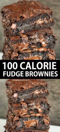 100 Calorie Fudge Brownies recipe made with no oil, no butter, and no eggs! A secret ingredient keeps these brownies super fudgy and gooey- Vegan and gluten free!