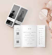 "This gatefold wedding invitation is a digital editable template, using Templett.com. Edit right in your web browser. It features a photo collage, icons set and Minimalist style. Such a neat modern invitation will be the perfect touch for your Wedding.  You will receive an access link within minutes after purchase to your email. Make your edits (wording, font, background color etc.), download and print at home or with print shop/copy center/photo lab. Please try free demo before purchase! ✅FULLY