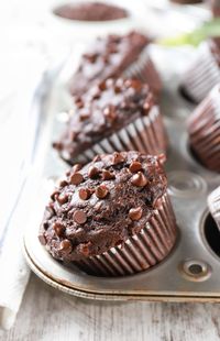 Bakery Style Double Chocolate Zucchini Muffins - A Kitchen Addiction