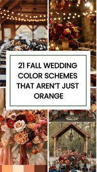 Fall weddings are a wonderful choice for many reasons. The weather is usually mild and comfortable, making it pleasant for both the couple and their guests. Check these 21 Fall Wedding Color Schemes for bouquets, aisles, flowers and more.