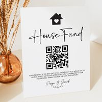 This is a Minimalist House Fund QR Code Wedding Sign!