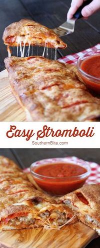 Easy Stromboli recipe from Southern Bite. A 5 ingredient recipe that will have you not wanting to order that take out every again.