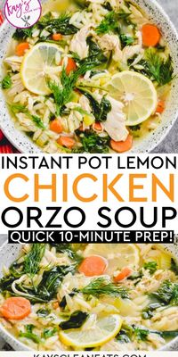 Indulge in the comforting embrace of Instant Pot Lemon Chicken Orzo Soup, radiating with vibrant lemon zest. Packed with wholesome ingredients, this soup offers both nourishment and delectable taste. Its simplicity makes it an ideal choice for any evening, promising warmth and satisfaction with every spoonful. Make this Easy Instant Pot Lemon Chicken Orzo Soup! | @kayscleaneats