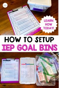 If you are a special education teacher, then you know that IEP goals play an important role in our job. Today, I want to share how to set up IEP goal bins to make your life easier as a special ed teacher. Data tracking for special education students is easy once you prep your goal bins. Each special ed student gets a container, a label with their name, and materials for each objective. Read more about what is inside and how to keep them organized in your special ed classroom.