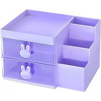 BxuxJar 2 Drawer Storage Organizer Small Plastic Drawer Kawaii Purple Desk Organizer Drawer for Bathroom, Dorm, Desk, Office (Purple 2 Layers)