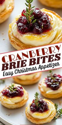 These Cranberry Brie Puff Pastry Bites are the perfect easy appetizer for any gathering! With flaky puff pastries, gooey brie, and tart cranberry sauce, they’re a crowd-pleaser.    Ingredients Produce • 1 Thyme Condiments • 1 1/2 cups Berry cranberry sauce, whole Bread & Baked Goods • 2 Puff pastry sheets Dairy • 8 oz Brie cheese