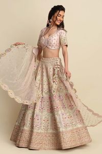 Buy Daddy's Princess Pink Raw Silk Applique Lehenga Set Online | Aza Fashions