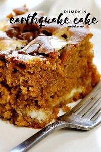 Fall season is pumpkin season! Make this Pumpkin Earthquake Cake. So easy to do and so good to eat. This cake is similar to a dump cake. It's packed full of flavor and fun, this Pumpkin Earthquake Quake is perfect for any level baker! Try this sweet pumpkin dessert now!