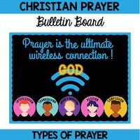 This fun bulletin board reminds students of the different types of prayer! They love the reference to a wireless connection and it helps them associate prayer with connection to God. They love hearing that the connection to God can take various forms (the types of prayer) and that each connection i...