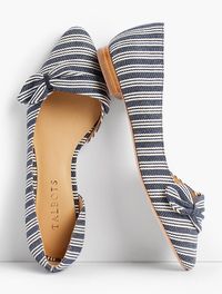 Edison Stripe Pleated d'Orsay Flats - Stripe | Talbots